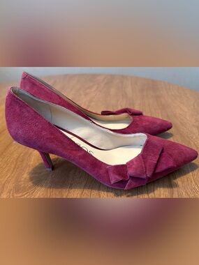 Sole Society Burgundy Suede Bow Pumps